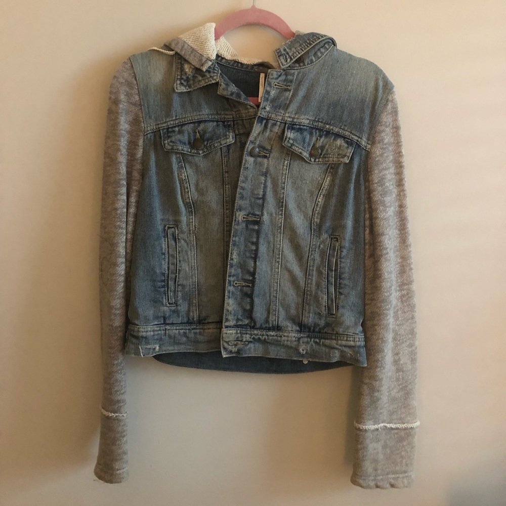 Free people denim and hoodie jacket
